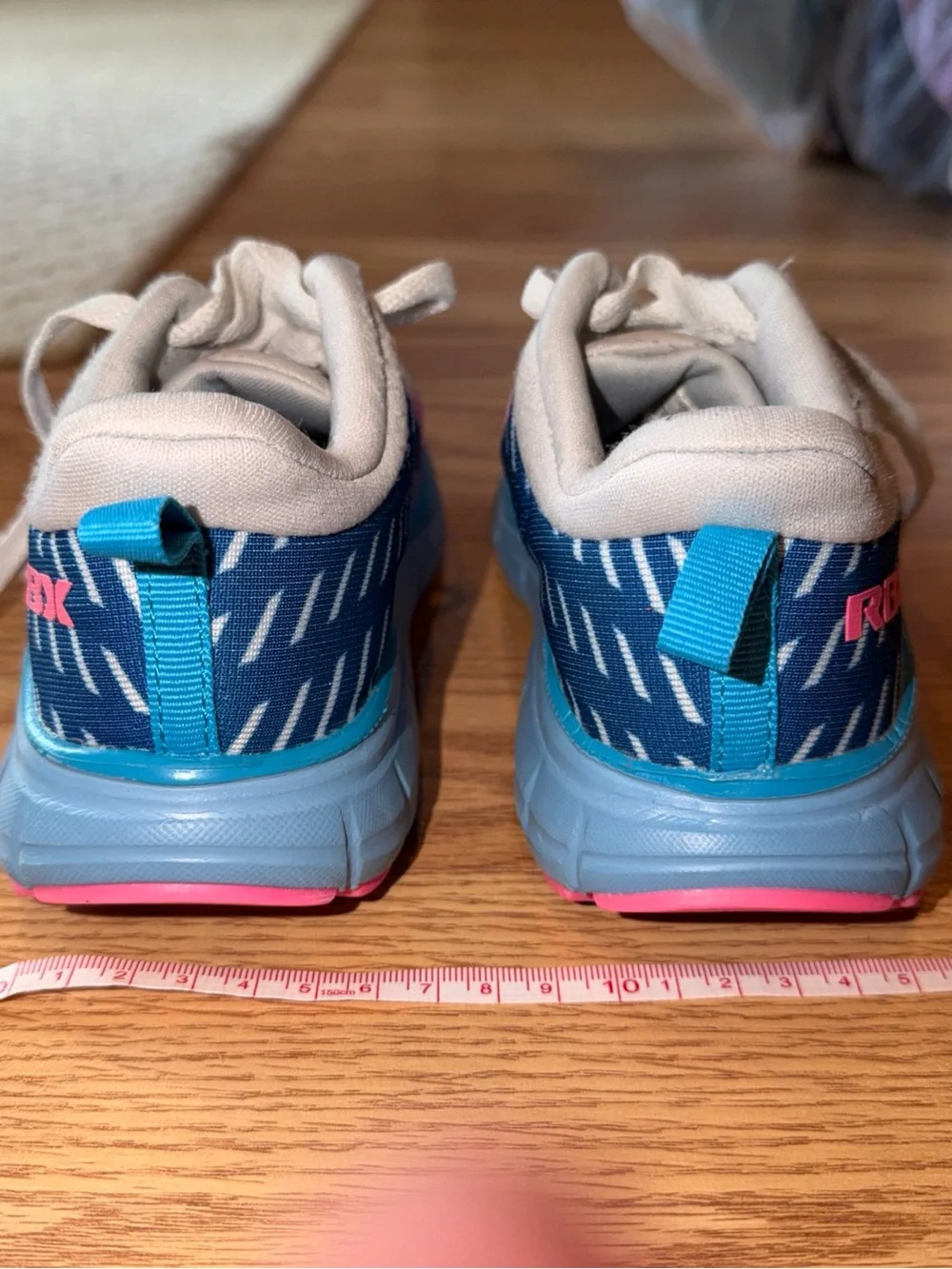 RBX Girls Athletic Sneakers - Light Gray with Blue & Pink Accents size 1